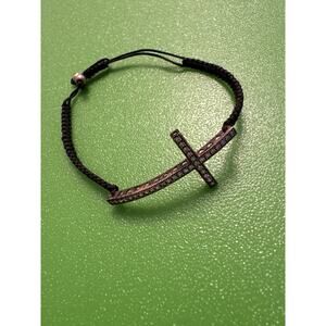 Cross Tie Bracelet Rose Gold Costume Jewelry Religious Goth
